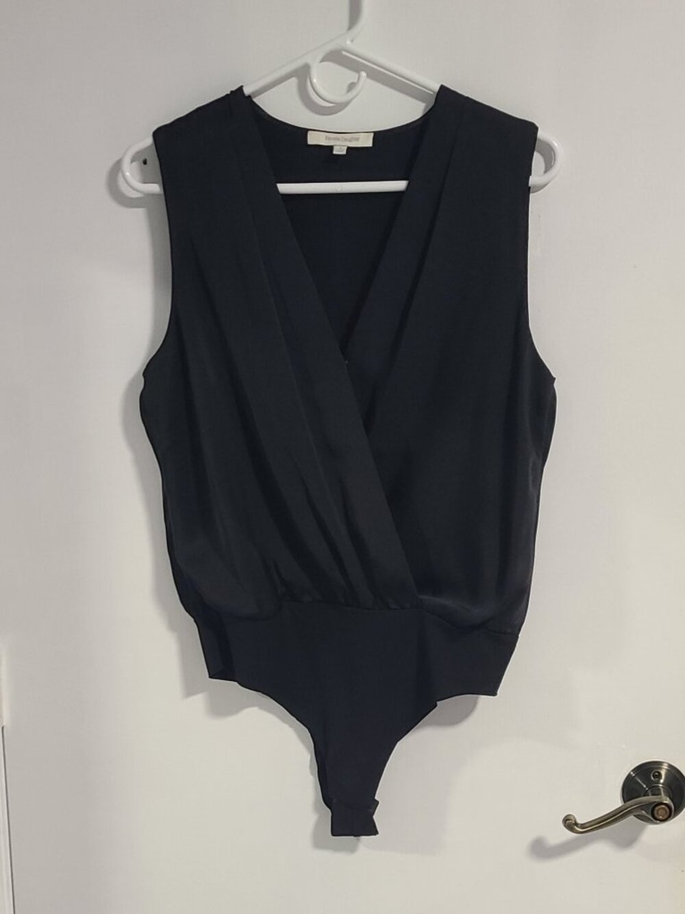 FAVORITE DAUGHTER Black Silk Bodysuit